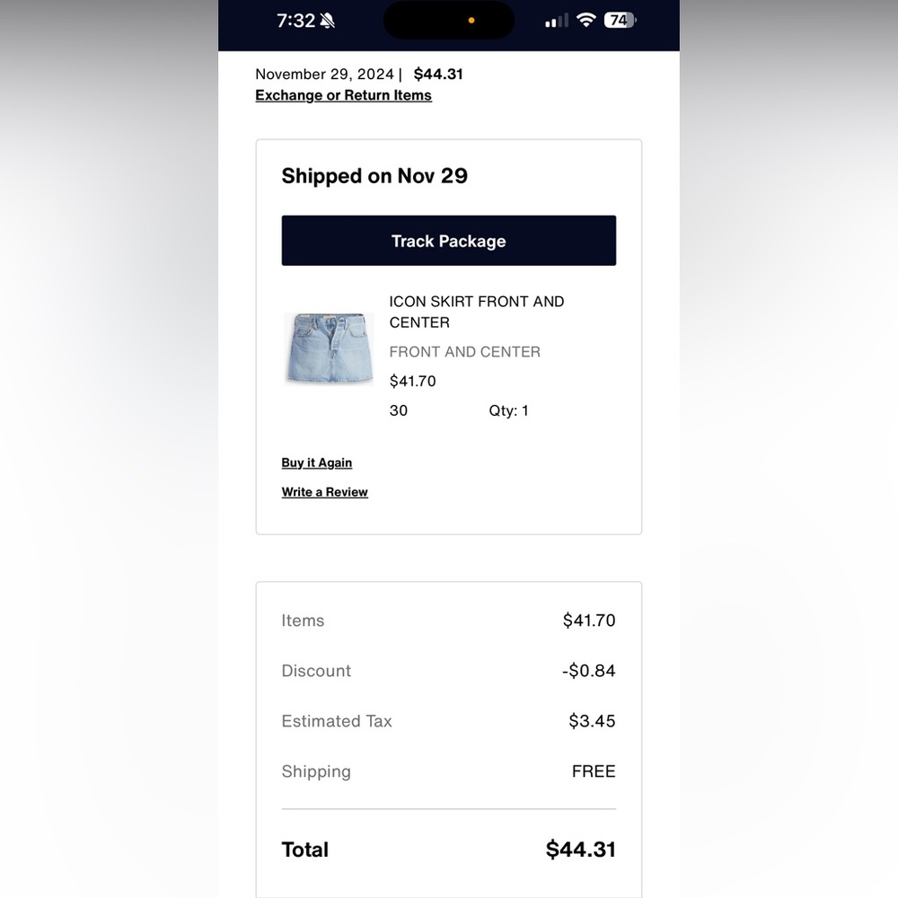New, denim skirt